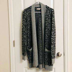 Leopard print black and grey Loft cardigan